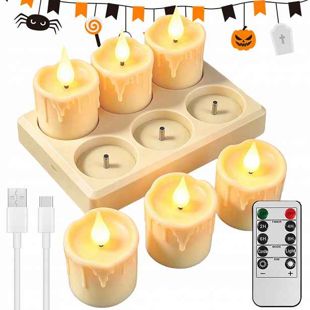 Led Čajové Svíčky Bezplamenné Na Baterie, Sada 6 Ks, Teplé Usb
