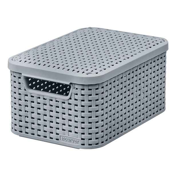 Šedý plastový úložný box s víkem 20x29x14 cm Style – Curver