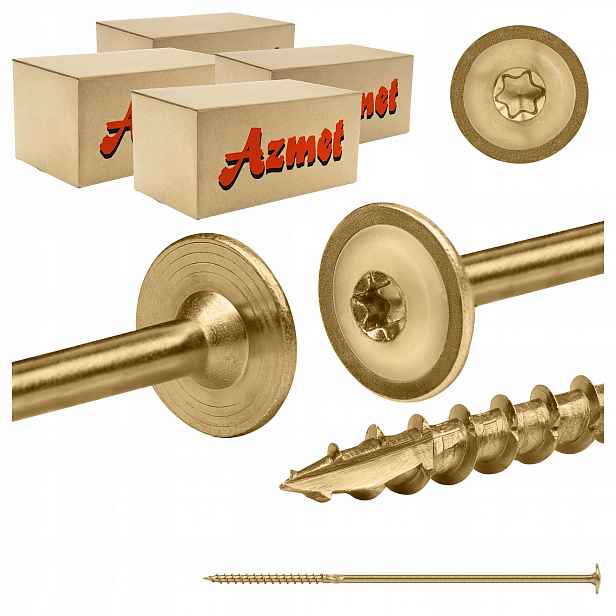 Tesařské vruty 8x260 mm Torx na talířové dřevo 200 ks Azmet WCT-0826
