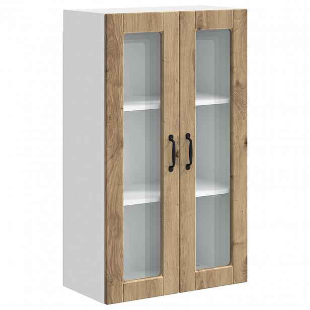 vidaXL Nástěnná skleněná skříň PORTO Artisanový dub 60 x 31 x 100 cm