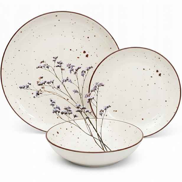 Komplet Porcelánová Sada Talířů Jídelní Servis Talíře 18 ks Vzor Gemmo