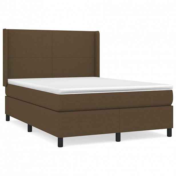 vidaXL Box spring postel s matrací tmavě hnědá 140x190 cm textil