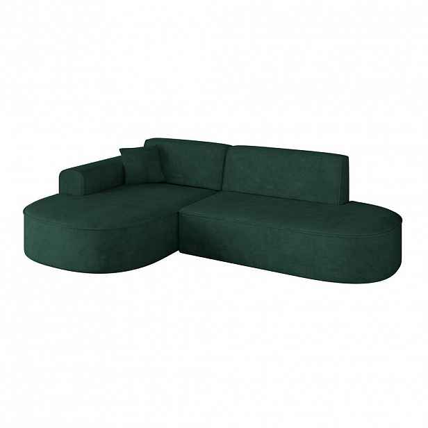 ALTDECOR ROHOVÁ SEDACÍ SOUPRAVA s otomanem vlevo MARI-L1 – 243 x 171 x 79 cm, zelený velur