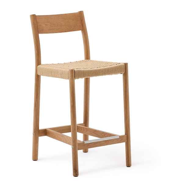 Barová židle z dubového dřeva v přírodní barvě (výška sedáku 65 cm) Yalia – Kave Home