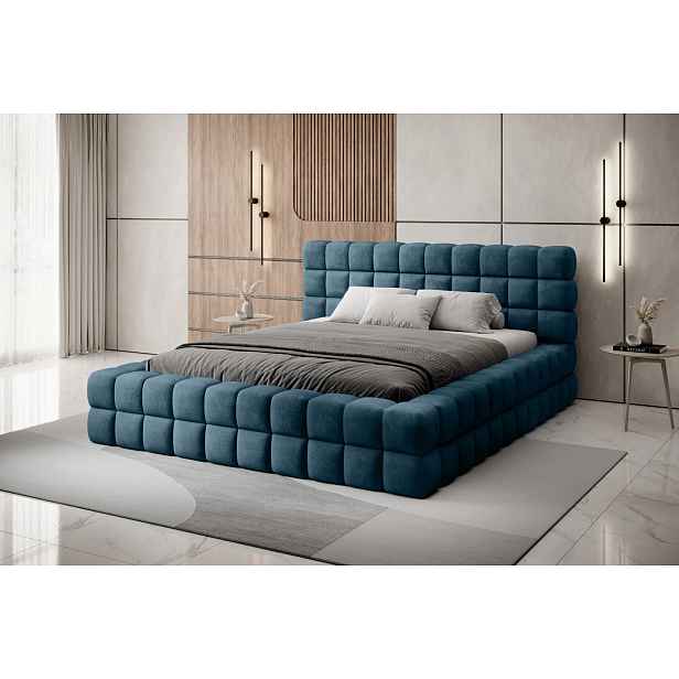 Čalouněná postel s úložným prostorem 180x200 DELVIRO - modrá