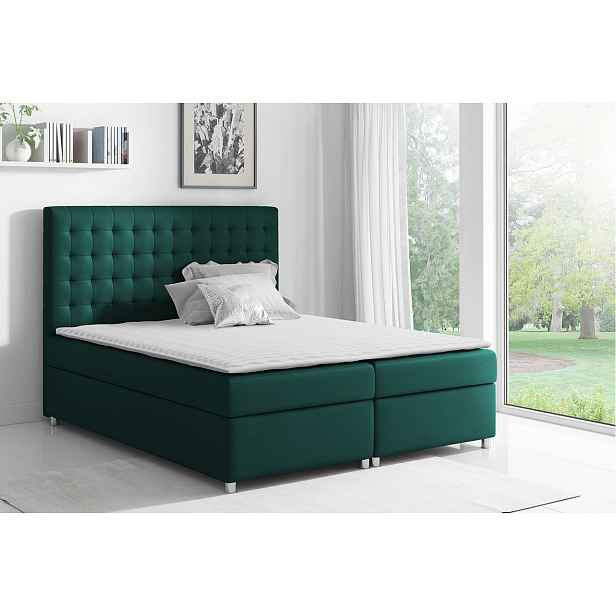 Hotelová manželská postel 140x200 SARITA - tmavá tyrkysová + topper ZDARMA