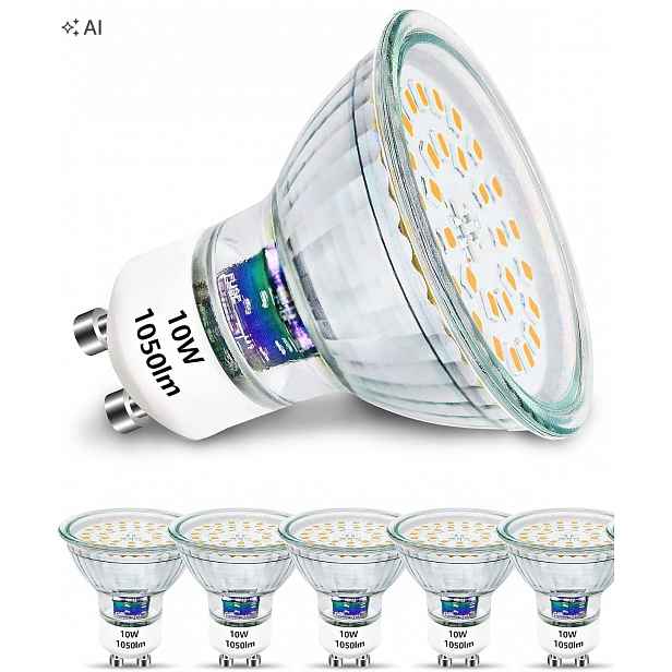Led žárovky GU10 10W 3000K 1050 lm Stmívatelné 6 ks Unikcst