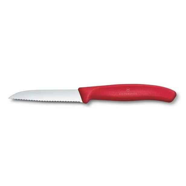nůž 8cm vlnitý SWISS Classic, červený, NR/plast
