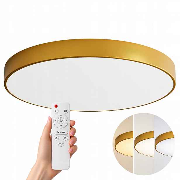 Stropní Svítidlo Zlatá Kulatá Stropní Svítidlo Nástěnný S Dálkovým Ovládáním 60 CM, Klasická