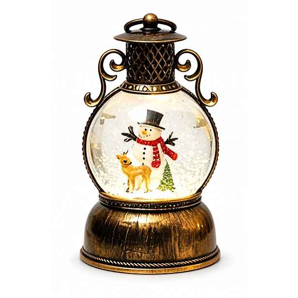Led Vánoční Lampion S Vodou Sněhulák Lucerna Ozdoba 19 CM