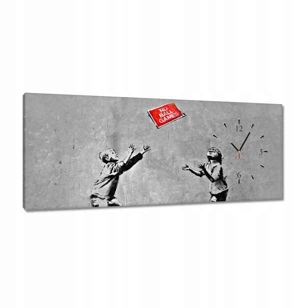 Nástěnné hodiny 100x40 Banksy No ball games