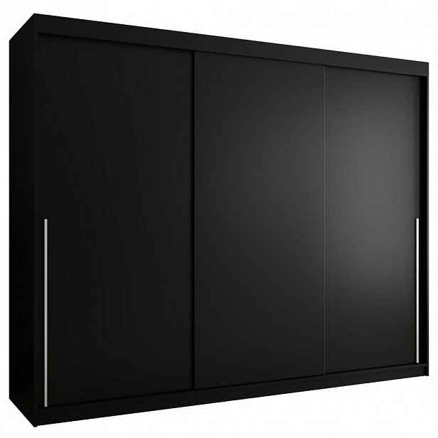 Home Collective ŠATNÍ SKŘÍŇ S POSUVNÝMI DVEŘMI 250 cm šířka, černá se stříbrným úchytem