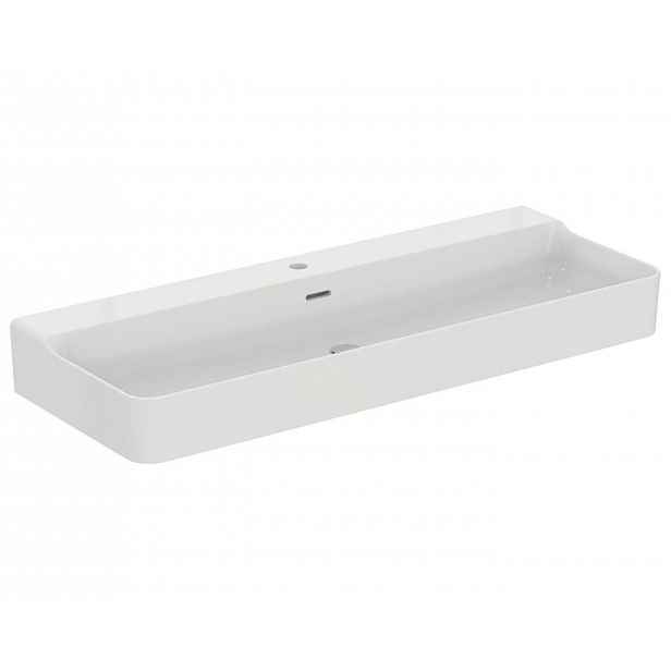 Ideal Standard Conca Ceram - Umyvadlo na desku 120x45 cm, s přepadem, otvor pro baterii, bílá T383801