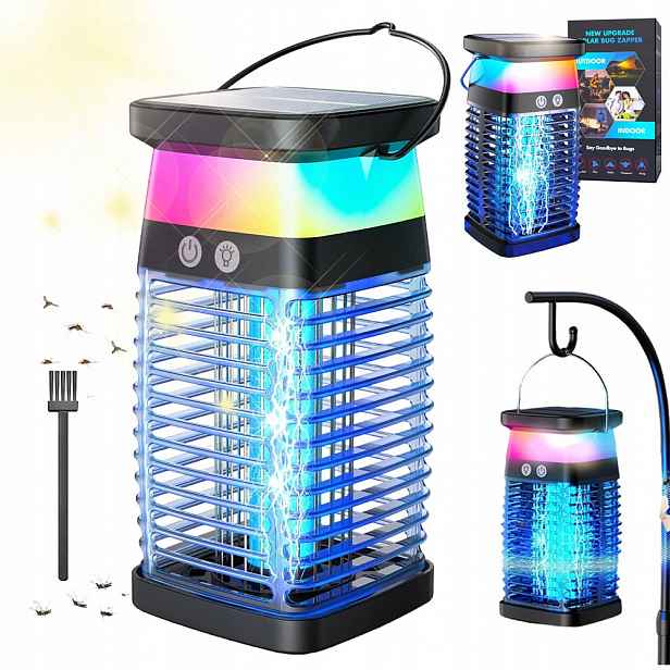 Insekticidní lampa proti komárům Mouchy Můry Solární venkovní past s Rgb