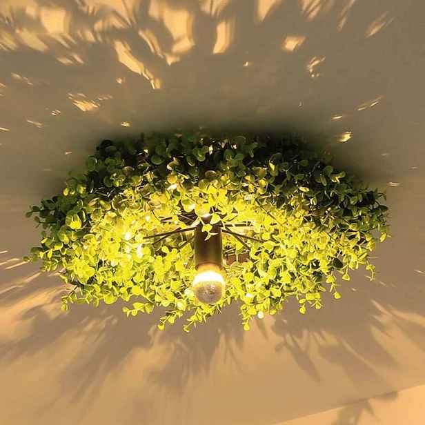 Moderní stropní botanická interiérová lampa v zelené barvě