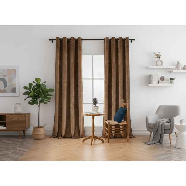 Zatemňovací závěs DREAM VELVET 140x230 cm, skořicově hnědý Zavěšení: Řasící páska