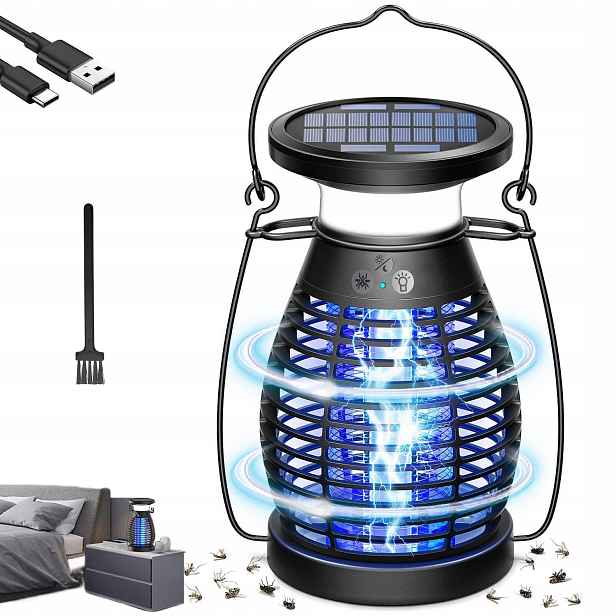 Lampa Solární Past Na Komáry Mouchy Hmyz Insekticidní Výkonná Elektrická