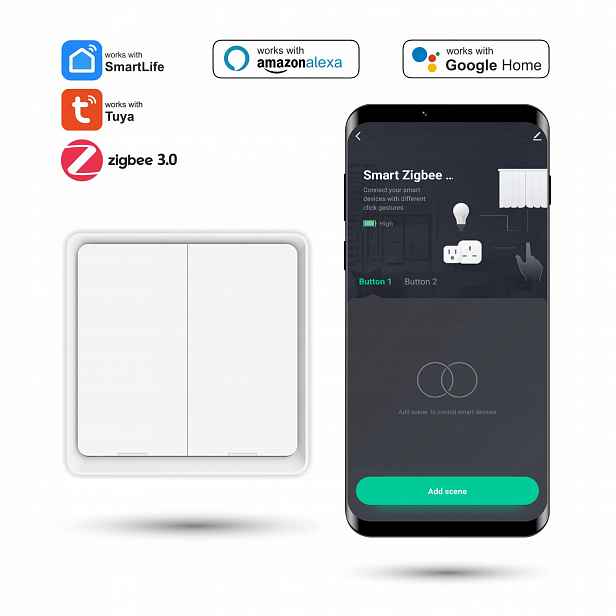 Tlačítko Přepínač scén Pilot Zigbee Tuya bezdrátový 6 scén