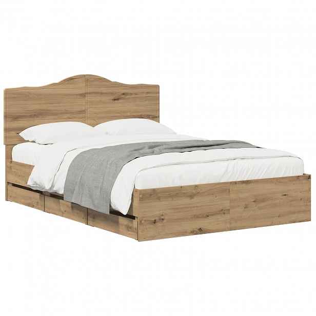 vidaXL Bed Frame with Storage and Headboard Artisan Oak 140 x 190 cm
