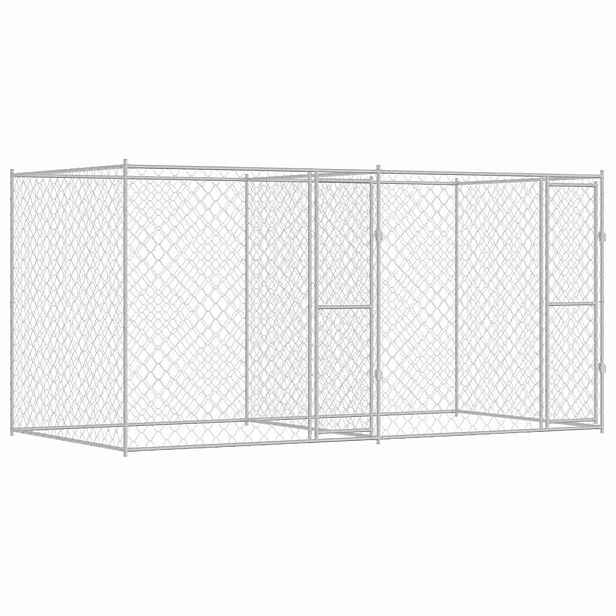 vidaXL Klec pro psa Stříbrná 400 x 200 x 200 cm Pozinkovaná ocel
