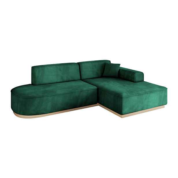 ALTDECOR ROHOVÁ SEDAČKA s otomanem, pravá IREA-L1 232x165x80 Zelená Velur