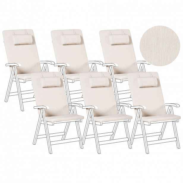 Beliani VENKOVNÍ sedací polštář sada 6 ks Světle béžový 50/45 cm Java/Amantea Premium