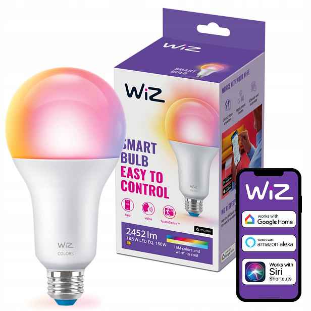 Led žárovka E27 A80 18,5W 150W 2200-6500K Tw Rgb Smart WiFi Aplikace WiZ