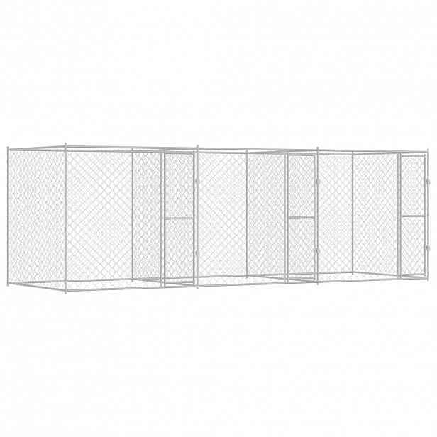vidaXL Klec pro psa Stříbrná 600 x 200 x 200 cm Pozinkovaná ocel