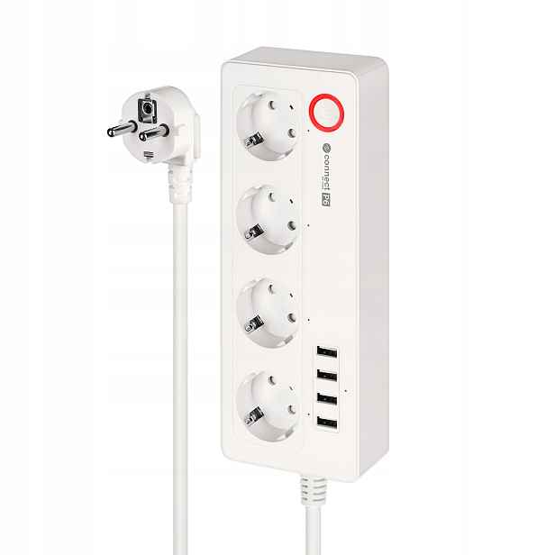 Síťová lišta prodlužovací kabel 4 zásuvky 4xUSB 2100 mA kabel 1.5 m Tuya