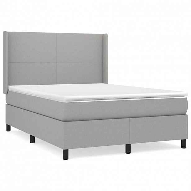 vidaXL Box spring postel s matrací světle šedá 140 x 200 cm textil