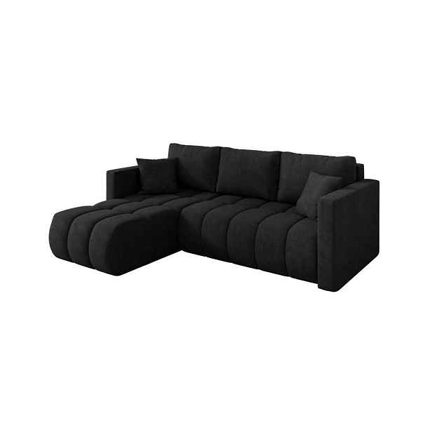 ALTDECOR ROHOVÁ SEDAČKA s funkcí spaní, otoman vlevo GARD-L 226x146x85 černá velur