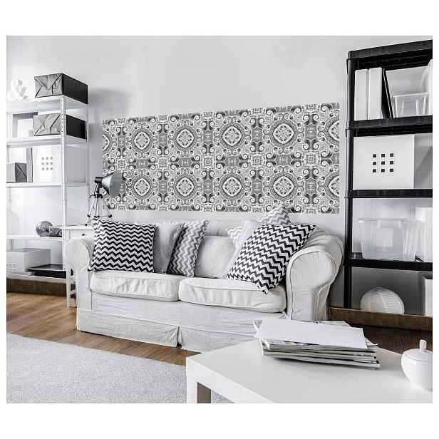Fototapeta Šedé květiny ornament geometrie klasický vzor 250x104 lepidlo