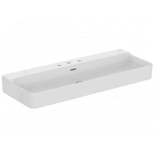 Ideal Standard Conca Ceram - Umyvadlo na desku 120x45 cm, s přepadem, 3 otvory pro baterii, bílá T384001