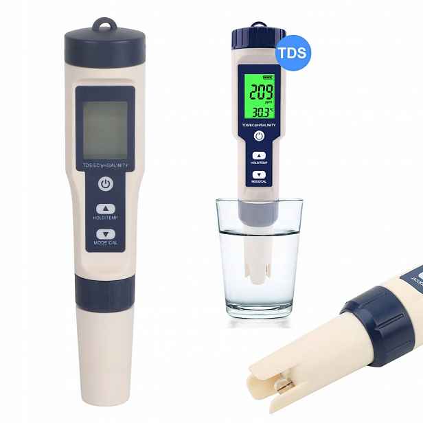 Měřič Kvality Vody Ph Salinita Temp Tds Ec Tester 5V1 Tester Vody