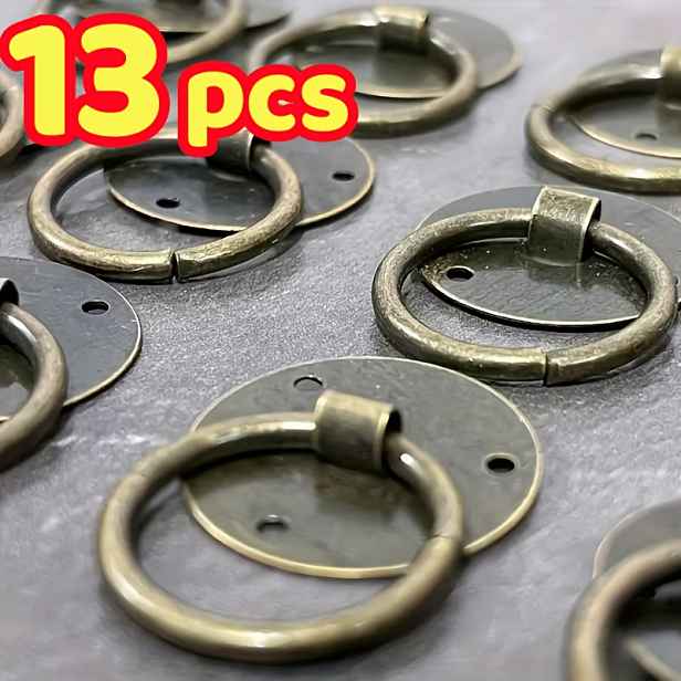 TEMU 13 ks Vintage bronzových malých kroužků | Matné květinové designové knopky na zásuvky, dekorativní knoflíky pro šperkovnice, toaletní stolky a