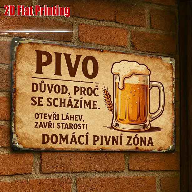 TEMU 2D plochá, 2D plochá 1 ks, Retro pivní cedule kovová nástěnná dekorace Kreativní plechová cedule - 8x12 Kavárna Garáž Nástěnné umění Dárek k