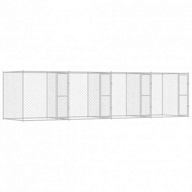 vidaXL Klec pro psa Stříbrná 800 x 200 x 200 cm Pozinkovaná ocel