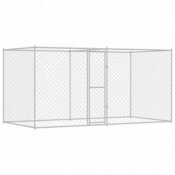 vidaXL Klec pro psa Stříbrná 400 x 200 x 200 cm Pozinkovaná ocel