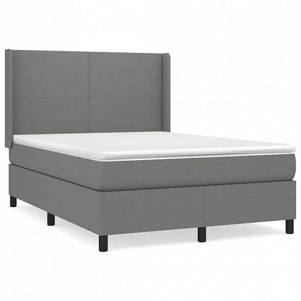 vidaXL Box spring postel s matrací tmavě šedá 140x200 cm textil