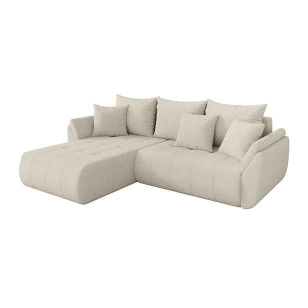 ALTDECOR ROHOVÁ SEDAČKA s funkcí spaní, otoman vlevo TOKO-L 277x194x86 béžová bouclé