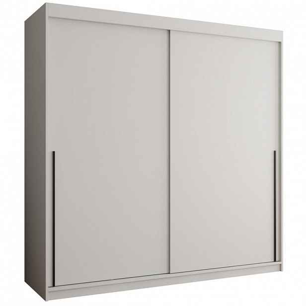 Home Collective ŠATNÍ SKŘÍŇ S POSUVNÝMI DVEŘMI 200 cm šířka, bílá s černým úchytem