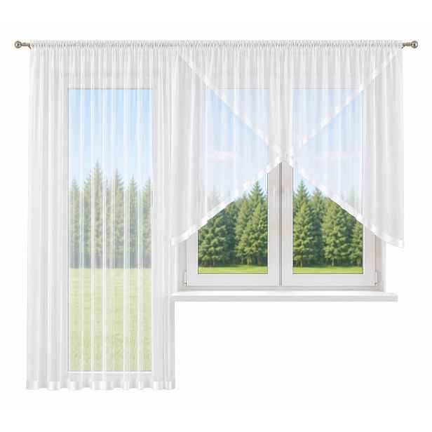 Komplet Záclony 400x150 200x250 na balkonové okno do bloku s lemováním 4 cm