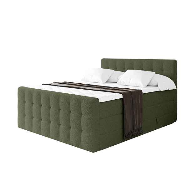 ALTDECOR BOXSPRINGOVÁ POSTEL s matrací H3/H4 - IGAN-Z KING - 180x200 cm Zelená
