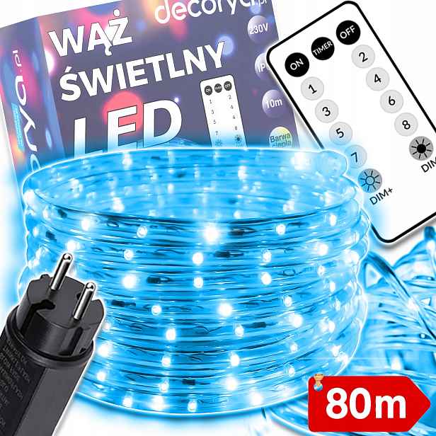 Led Světelná Hadice Vánoční Osvětlení Na Stromeček Ozdobná 80 M Voděodolná IP67 S Dálkovým Ovládáním