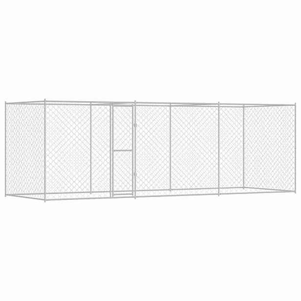 vidaXL Klec pro psa Stříbrná 600 x 200 x 200 cm Pozinkovaná ocel