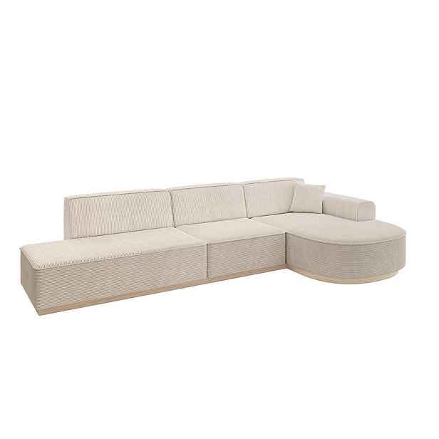 ALTDECOR ROHOVÁ SEDAČKA s otomanem, pravá ARRIO-L2 328x171x83 Béžová Manšestr