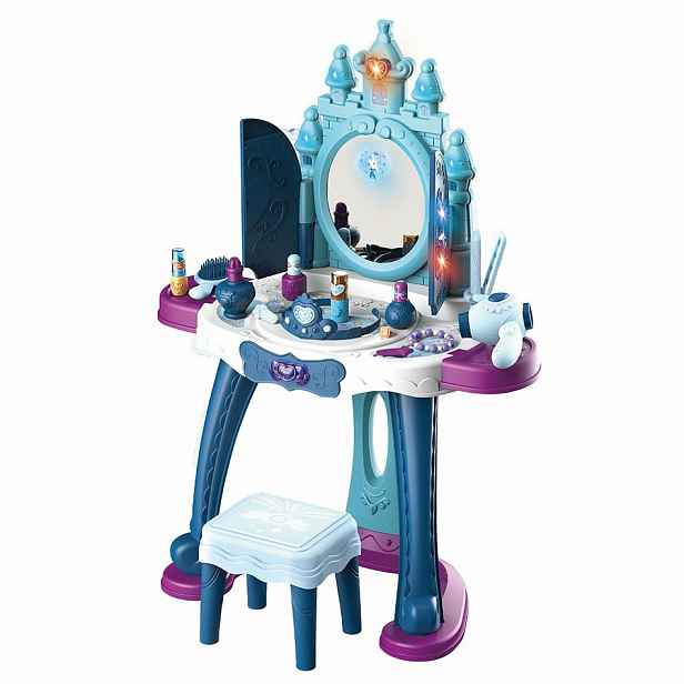 Baby Mix Dětský toaletní stolek s židličkou Ledový svět, modrá, 47 x 13 x 57 cm