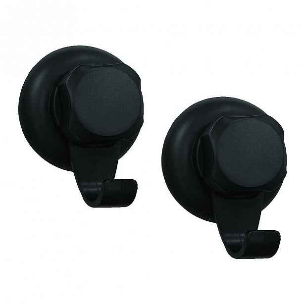 Sada 2 černých samodržících nástěnných háčků Compactor Bestlock Black Small Hooks