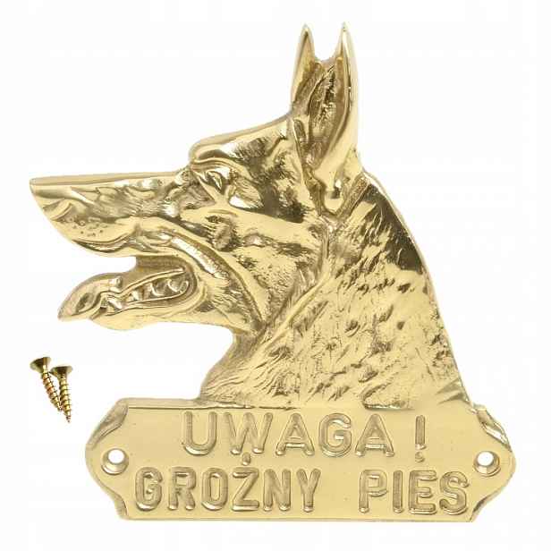 Tabule Mosazná Poznámka Zlý Hrozivý Pes Ozdobný Velký Ovčák