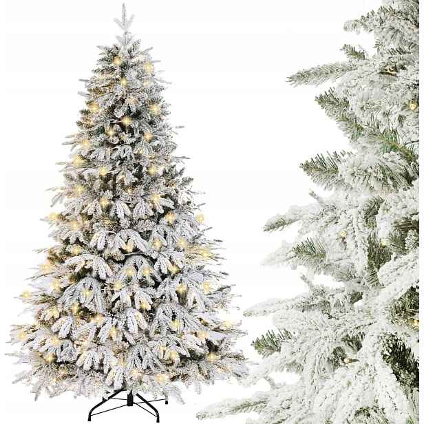 Umělý Vánoční Stromeček 150 cm, Led zasněžený, kovový stojan